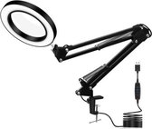 LED-oogbescherming Leesboeklamp USB-opvouwbare clip Vergrootglas Elektronisch onderhoudslicht (5X-S (zwart))