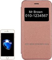 Voor iPhone 8 & 7 Cross Texture Galvaniseren TPU Back Cover Horizontale Flip Leren Case met Call Display ID (Rose Gold)