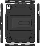 Volledige dekking siliconen schokbestendige hoes voor iPad Pro 11 inch (2018), met verstelbare houder (zwart)