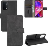 Voor Oppo A93 5G Effen Kleur Huidgevoel Magnetische Gesp Horizontale Flip Kalf Textuur PU Lederen Case met Houder & Kaartsleuven & Portemonnee (Zwart)