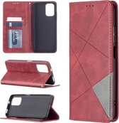 Voor Xiaomi Redmi Note 10 4G / Note 10s Rhombus Texture Horizontale Flip Magnetische lederen tas met houder & kaartsleuven (rood)