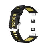 Voor Huawei Watch Fit Tweekleurige siliconen vervangende band Horlogeband (zwart + geel)