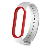 Voor Geschikt voor Xiaomi Mi Band 6 (CA8856) Tweekleurige siliconen vervangende band Horlogeband (wit + rood)