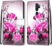 Voor OPPO A9 (2020) / A5 (2020) / A11X / A11 Gekleurde tekening Cross Texture Horizontale flip PU lederen tas met houder & kaartsleuven & portemonnee & lanyard (Wild Rose)