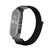 Voor Geschikt voor Xiaomi Mi Band 5/4/3 nylon lus camouflage geïntegreerde vervanging polsband horlogeband (donker zwart)