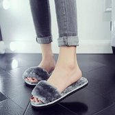 Pluche pantoffels Mode antislip zachte paarslippers, maat: 35 (grijs)