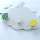 Houten wolk regendruppel ballonhaak plank (ballon groen + wit + geel)
