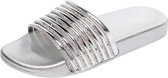 Dames effen kleur Casual glanzende Flash Drill-pantoffels, schoenmaat: 41 (zilver)