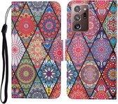 Voor Samsung Galaxy Note20 Ultra Gekleurde Tekening Patroon Horizontale Flip Leren Case met Houder & Kaartsleuven & Portemonnee & Lanyard (Rhombus Totem)