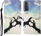 Voor Samsung Galaxy S21 + 5G Gekleurde Tekening Patroon Horizontale Flip Leren Case met Houder & Kaartsleuven & Portemonnee & Lanyard (Liefdesgebaar)