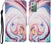 Voor Samsung Galaxy Note20 Gekleurde Tekening Patroon Horizontale Flip Leren Case met Houder & Kaartsleuven & Portemonnee & Lanyard (Whirlpool Marmer)