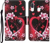 Voor Samsung Galaxy A20 / A30 Gekleurde Tekening Patroon Horizontale Flip Leren Case met Houder & Kaartsleuven & Portemonnee & Lanyard (Rood Hart)