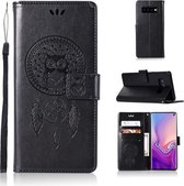 Windgong Uil Embossing Patroon Horizontale Flip lederen tas met houder & kaartsleuven & portemonnee voor Galaxy S10 (zwart)