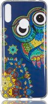 Blue Owl Pattern Noctilucent TPU Soft Case voor Huawei Enjoy 9