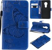 Butterfly Embossing Pattern Horizontale Flip Leather Case voor Motorola Moto G7 Play, met kaartsleuf & houder & portemonnee & lanyard (blauw)