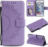 Totem bloem reliëf horizontale flip TPU + PU lederen tas met houder & kaartsleuven & portemonnee voor iPhone 6 (paars)
