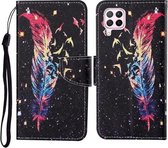 Voor Huawei P40 lite Gekleurde Tekening Patroon Horizontale Flip Leren Case met Houder & Kaartsleuven & Portemonnee & Lanyard (Veer)