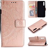 Voor Huawei Honor 9X Totem Bloem Reliëf Horizontale Flip TPU + PU Lederen Case met Houder & Kaartsleuven & Portemonnee (Rose Goud)