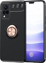 Voor vivo S9 metalen ringhouder 360 graden roterende TPU-hoes (zwart + roségoud)