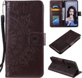 Voor Huawei P20 Lite (2019) Totem Bloem Reliëf Horizontale Flip TPU + PU Leren Case met Houder & Kaartsleuven & Portemonnee (Bruin)