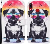 Voor Samsung Galaxy A10s Gekleurde Tekening Patroon Horizontale Flip Leren Case met Houder & Kaartsleuven & Portemonnee (Bril Hond)