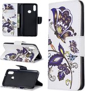 Voor Galaxy A10s Patroon Gekleurde Tekening Horizontale Flip Leren Case met Houder & Kaartsleuven & Portemonnee (Witte Vlinder)