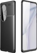Voor Huawei P50 Pro koolstofvezel textuur schokbestendig TPU-hoesje (zwart)