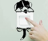 4 STUKS Cartoon Schattige Puppy Decoratieve Schakelaar Muursticker PVC Waterdichte Sticker (Maat: 11x22cm)