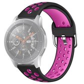 Voor Galaxy Watch 46 / S3 / Huawei Watch GT 1/2 22mm Smart Watch siliconen dubbele kleur polsband horlogeband, maat: L (zwart roze paars)