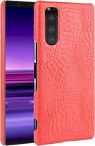 Voor Sony Xperia 5 II schokbestendige krokodiltextuur pc + PU-hoes (rood)