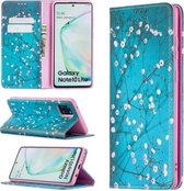 Voor Samsung Galaxy A81 Gekleurde Tekening Patroon Onzichtbare Magnetische Horizontale Flip PU Lederen Case met Houder & Kaartsleuven & Portemonnee (Pruimenbloesem)