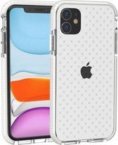 Voor iPhone 11 rasterpatroon schokbestendig transparant TPU beschermhoes (wit)