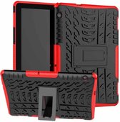 Voor Huawei MediaPad T5 Bandentextuur Schokbestendig TPU + PC beschermhoes met houder (rood)
