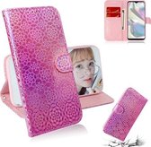 Voor Galaxy A70e Effen Kleur Kleurrijke Magnetische Gesp Horizontale Flip PU Lederen Case met Houder & Kaartsleuven & Portemonnee & Lanyard (Roze)