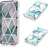 Voor Galaxy A6 (2018) Plating Marble Pattern Soft TPU beschermhoes (groen wit)