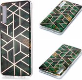 Voor Galaxy A7 (2018) Plating Marble Pattern Soft TPU beschermhoes (groen)