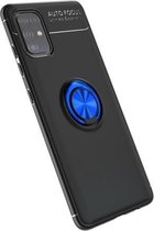Voor Galaxy A51 Lenuo schokbestendige TPU beschermhoes met onzichtbare houder (zwart + blauw)