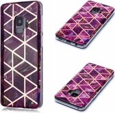 Voor Galaxy S9 Plating Marble Pattern Soft TPU beschermhoes (paars)