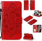 Voor Motorola Moto E6S 2020 Mandala Embossing Patroon Horizontale Flip Leren Case met Houder & Kaartsleuven & Portemonnee & Fotolijst & Lanyard (Rood)