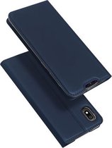 DUX DUCIS Skin Pro Series horizontale flip PU + TPU lederen tas voor Galaxy A10, met houder en kaartsleuven (blauw)
