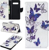 3D Gekleurde Tekening Patroon Horizontale Flip Leren Case voor Galaxy S10 Plus, met Houder & Kaartsleuven & Portemonnee (Vlinders)