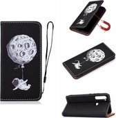 Voor Xiaomi Redmi Note 8T Pure Kleur Schilderen Horizontale Flip Leren Case met Kaartsleuven & Houder & Lanyard (Spaceman)