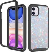 3 in 1 kaart PC + TPU schokbestendige beschermhoes voor iPhone 11 Pro (wit schelppatroon)