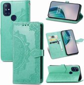 Voor OnePlus N10 Mandala Flower Reliëf Horizontale Leren Flip Case met Houder & Drie Kaartsleuven & Portemonnee & Lanyard (Groen)