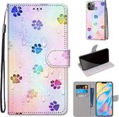Gekleurde tekening Cross Texture Horizontale Flip PU lederen hoes met houder & kaartsleuven & portemonnee & lanyard voor iPhone 12 Pro Max (footprint waterdruppels)