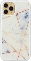 Voor iPhone 11 Pro Marble Series Stars Powder Dropping Epoxy TPU beschermhoes (wit geruit)