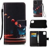 Voor iPhone 12 mini geschilderde platte textuur lederen tas met lanyard & kaartsleuf & portemonnee & houder (Wandering Earth)