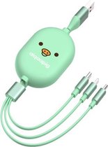 8-pins + micro-USB + Type-C / USB-C-interface 3-in-1 telescopische opslaggegevenskabel (Matcha groen)