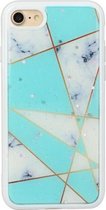 Voor iPhone 7 Plus / 8 Plus Marble Series Stars Powder Dropping Epoxy TPU beschermhoes (groen wit geruit)