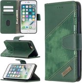 Voor iPhone 8 Plus bijpassende kleur Krokodiltextuur Horizontale flip PU lederen tas met portemonnee & houder & kaartsleuven (groen)